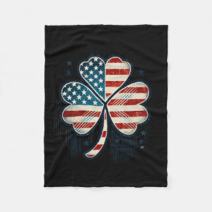 American Flag Usa Clover St Patricks Day Fleece Blanket