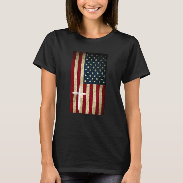 American Flag Usa Cross Christian Faith Patriotic  T-Shirt (Front)
