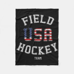 American Flag Usa Field Hockey Player Gift T-shirt Fleece Blanket