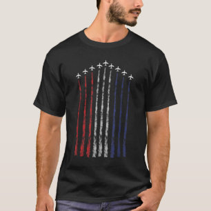 American Flag USA Fighter Jet Con Trail T-Shirt