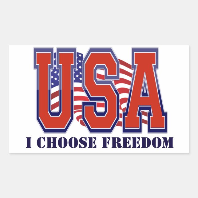 American Flag USA Freedom Patriotic Rectangular Sticker (Front)