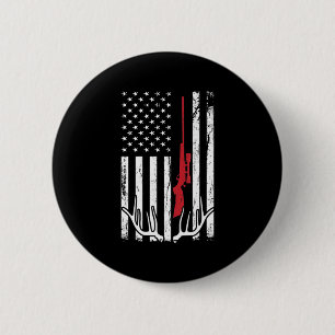 American Flag USA Hunter Hunt Fun Hunting Apparel 6 Cm Round Badge