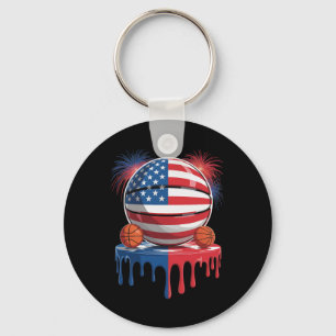 American Flag Usa Ice Cream Drip Game Sketll Drip Key Ring