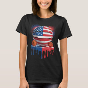American Flag Usa Ice Cream Drip Game Sketll Drip T-Shirt