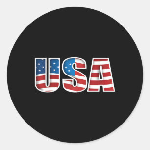 American Flag Usa Independence Day Shirt Women Men Classic Round Sticker