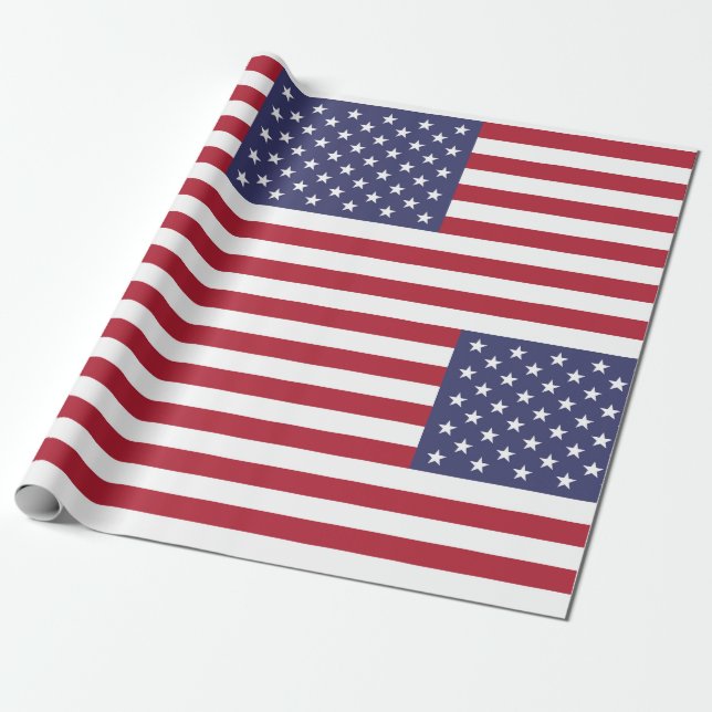 American Flag USA Independence Patriotic Pattern Wrapping Paper (Unrolled)