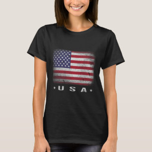 American Flag Usa July 4th White Blue Red Faded St T-Shirt