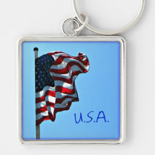 American Flag USA Keychain