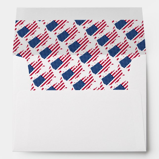AMERICAN FLAG | USA Map Outline | Wedding Envelope (Back (Bottom))