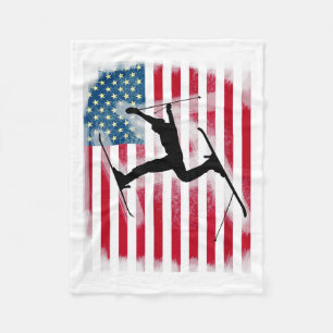 American flag usa patriot ski slalom jump  fleece blanket