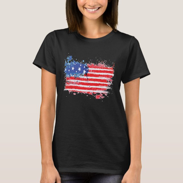 American Flag USA Patriotic For US Citizen Veteran T-Shirt (Front)