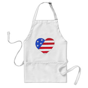 American Flag USA Patriotic July 4th Heart Love Standard Apron