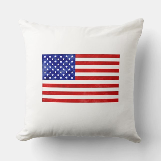 American Flag USA Patriotic Pillow Watercolor (Front)