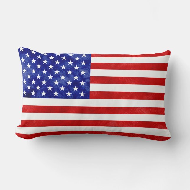 American Flag USA Patriotic Pillow Watercolor (Front)