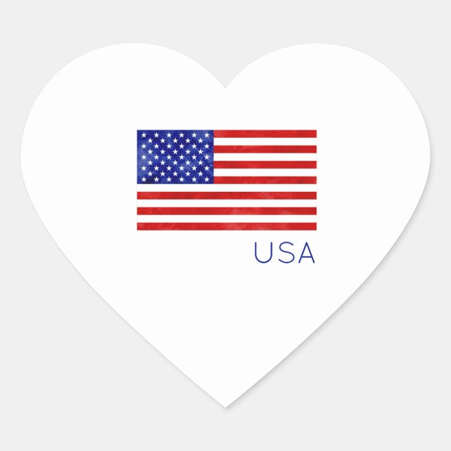 American Flag USA Patriotic Red White Blue Love Heart Sticker (Front)