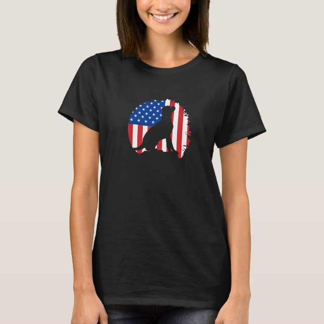 American Flag USA Patriotic Rottweiler Dog Rottie  T-Shirt (Front)