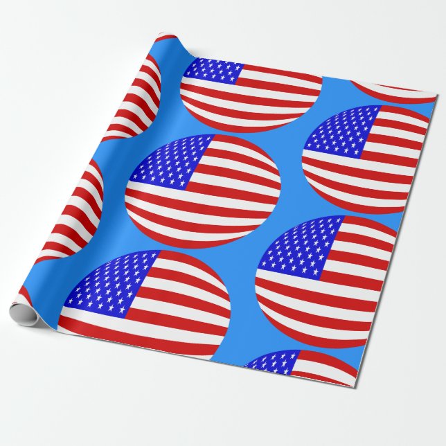 american flag usa patriotic stars stripes orb wrapping paper (Unrolled)