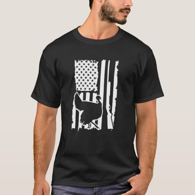 American Flag Usa Patriotic Turkey Hunter Turkey S T-Shirt (Front)
