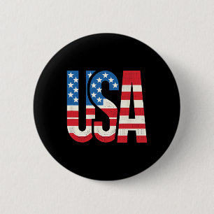 American Flag Usa Patriotic Us 4th Of July 6 Cm Round Badge