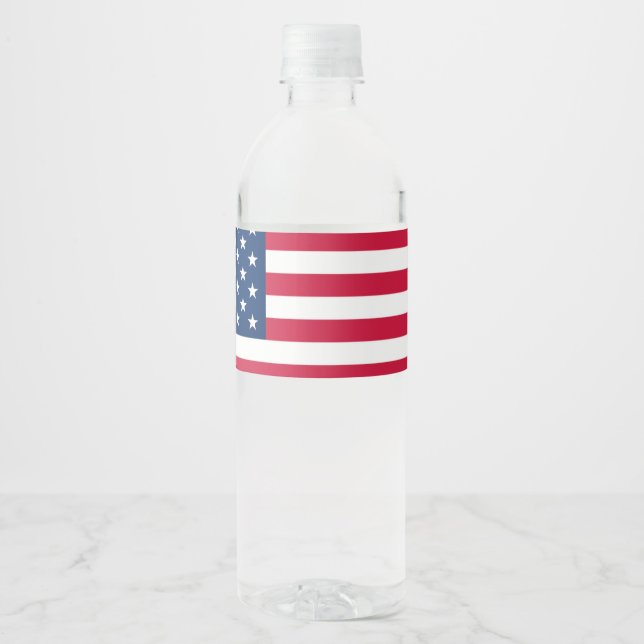 American Flag USA Patriotic Water Bottle Label (Front)
