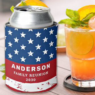 American Flag USA Personalised Patriotic Family Can Cooler