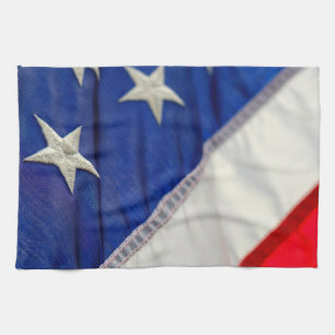 American Flag USA Red White Blue Tea Towel