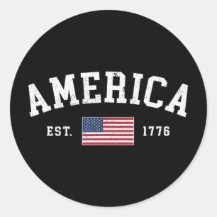 American Flag Usa United States Of America Us 4th Classic Round Sticker