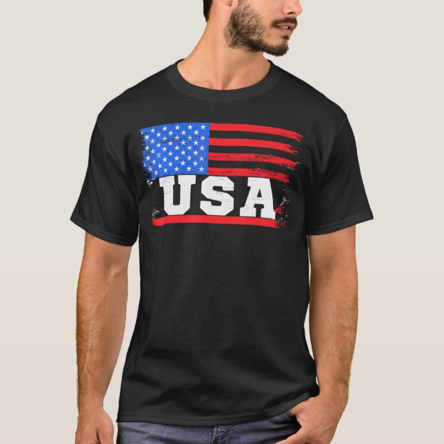 American Flag Usa Us 4Th Of July America Patriotic T-Shirt (Front)