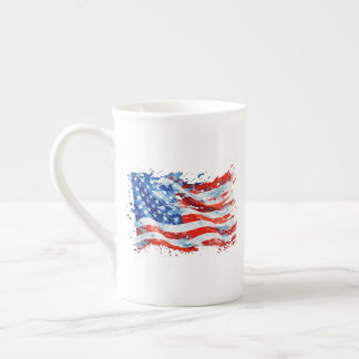 American Flag USA Watercolor 4th of July Bone China Mug