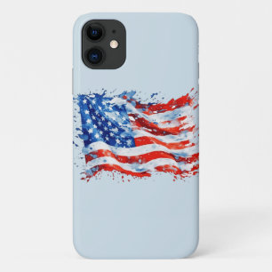American Flag USA Watercolor 4th of July iPhone 11 Case