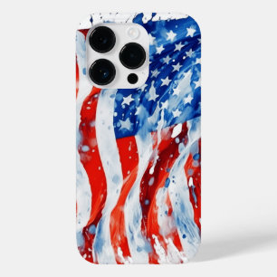 American Flag USA Watercolor 4th of July Case-Mate iPhone 14 Pro Case