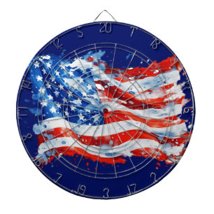 American Flag USA Watercolor 4th of July Dartboard