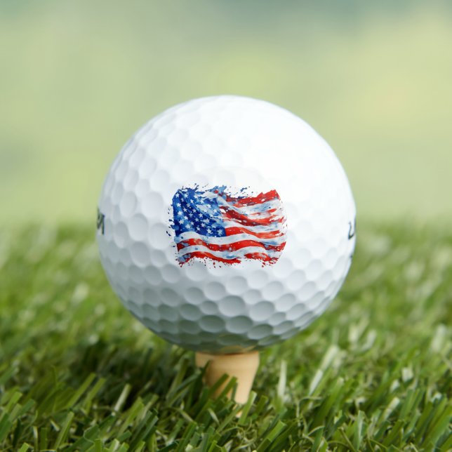 American Flag USA Watercolor 4th of July Golf Balls (Insitu Tee)