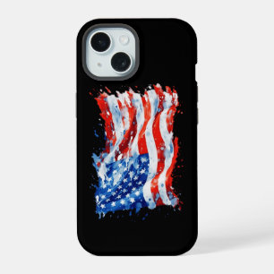 American Flag USA Watercolor 4th of July iPhone 15 Case