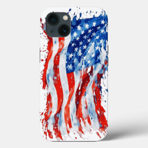 American Flag USA Watercolor 4th of July iPhone 13 Case