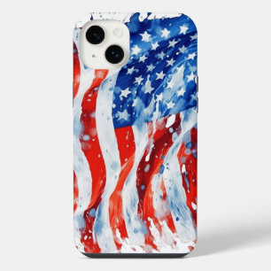 American Flag USA Watercolor 4th of July iPhone 14 Plus Case
