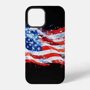 American Flag USA Watercolor 4th of July iPhone 12 Case
