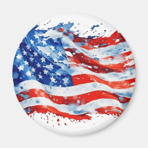 American Flag USA Watercolor 4th of July Magnet