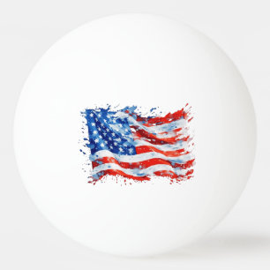 American Flag USA Watercolor 4th of July Ping Pong Ball