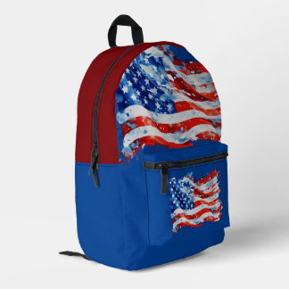 American Flag USA Watercolor 4th of July Printed Backpack