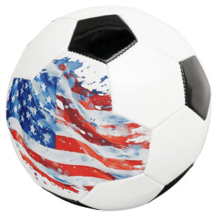 American Flag USA Watercolor 4th of July Soccer Ball