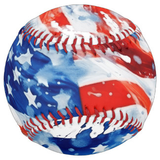 American Flag USA Watercolor 4th of July Softball