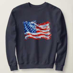 American Flag USA Watercolor 4th of July Sweatshirt