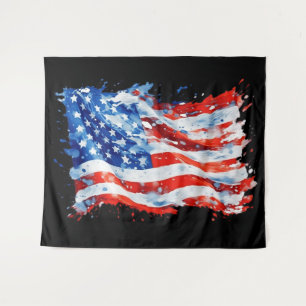 American Flag USA Watercolor 4th of July Tapestry