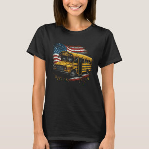 American Flag Usa Yellow School Bus Driver T-Shirt