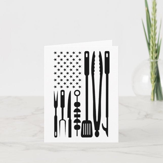 American Flag Utensil Bbq Tools Griller Pitmaster  Card (Front)
