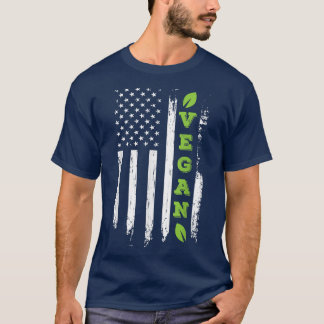American Flag Vegan Powered By Veggies Funny Veget T-Shirt