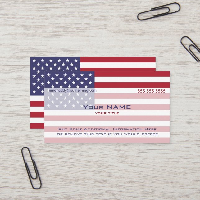 American Flag version 3 Business Card (Front/Back In Situ)
