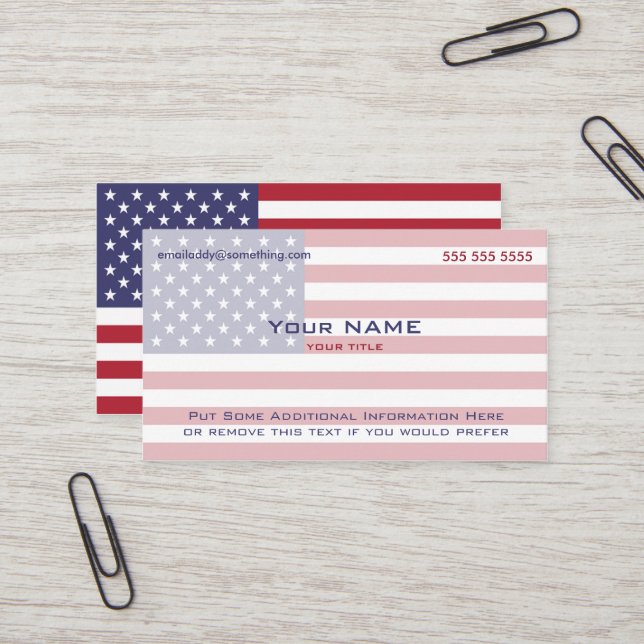American Flag version 4 Business Card (Front/Back In Situ)