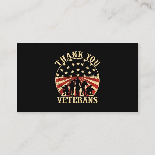 American Flag Veteran Day Thank You Veterans Business Card (Front)